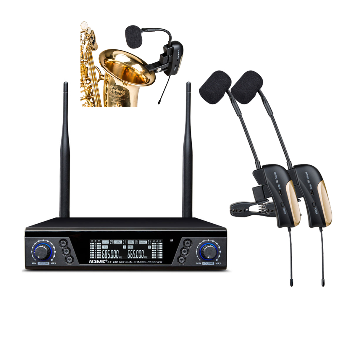 EX-200/ST-4 Wireless Saxophone Microphone Antenna Diversity